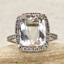 5 Carat Morganite Diamond Engagement Ring White Gold Platinum LS4475