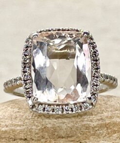 5 Carat Morganite Diamond Engagement Ring White Gold Platinum LS4475