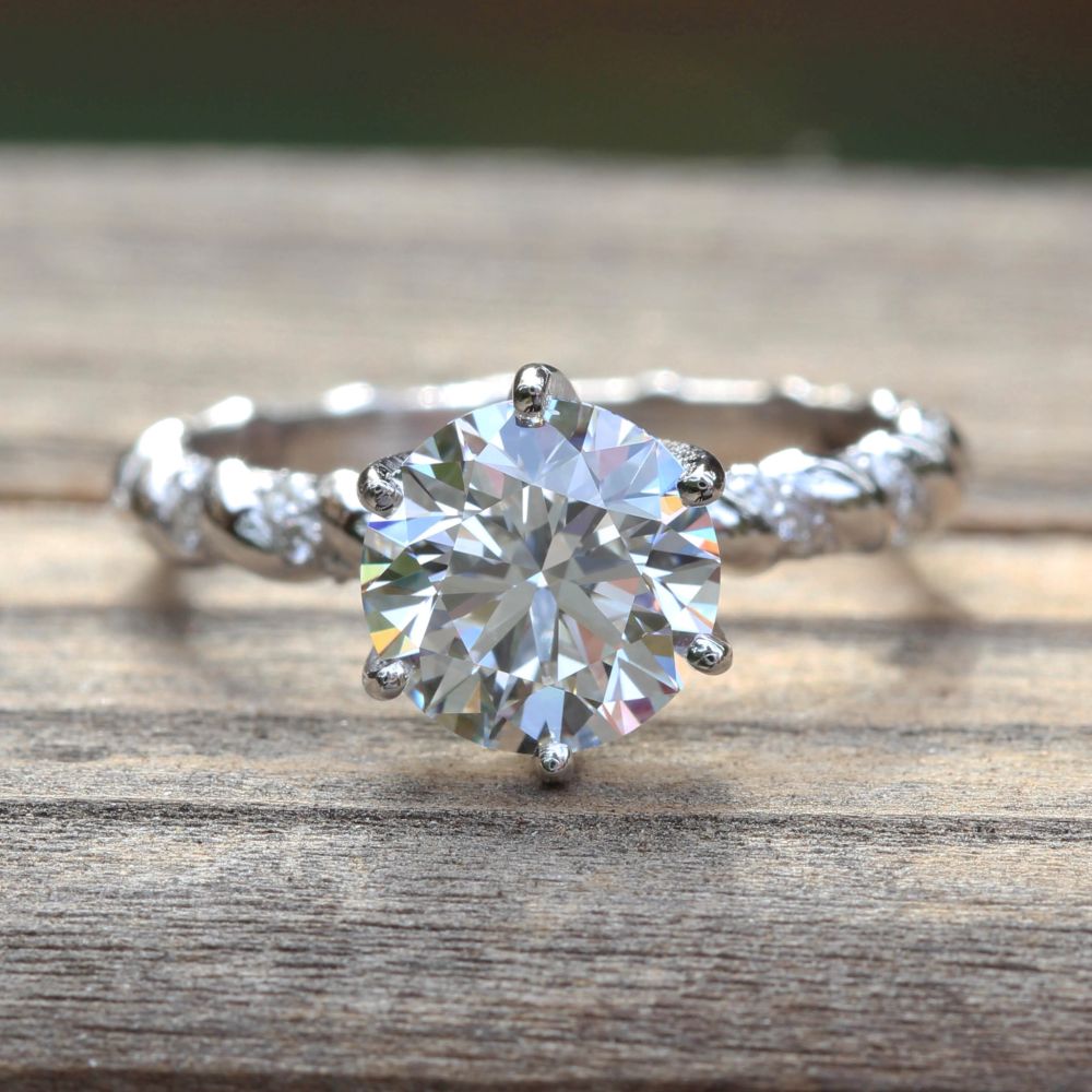 6 Prong Twisted Shank IGI Lab Diamond Ring White Gold Platinum LS5212