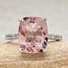 AAA Pink Morganite Diamond Fang Prong Ring White Gold Platinum LS7393