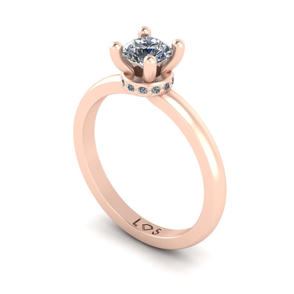 Certified IGI Lab Diamond Engagement Ring Raised Halo Rose Gold LS4828