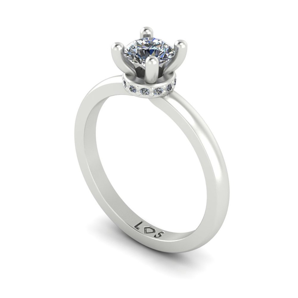 Classic Diamond Engagement Ring Raised Halo White Gold Platinum LS4828