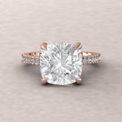 Cushion Cut Lab Diamond Engagement Ring Claw Prongs Rose Gold LS5473