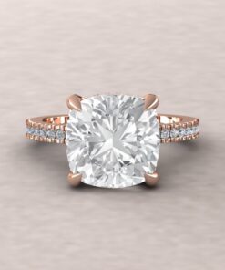 Cushion Cut Lab Diamond Engagement Ring Claw Prongs Rose Gold LS5473