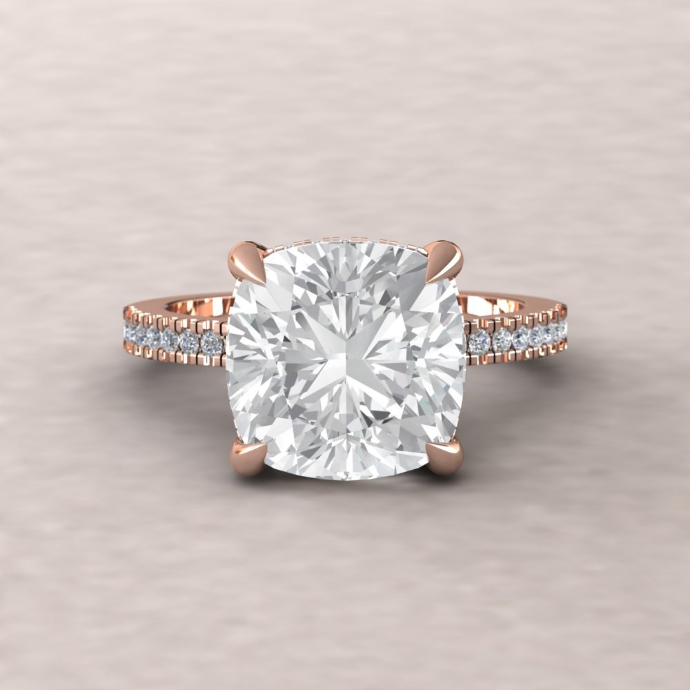 Cushion Cut Lab Diamond Engagement Ring Claw Prongs Rose Gold LS5473