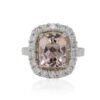 Cushion Peach Morganite Diamond Halo Ring White Gold Platinum LS4377