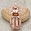 Emerald Cut Peach Pink Morganite Lab Diamond Necklace Rose Gold LS7098