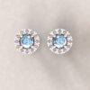 Genuine Aquamarine Diamond Halo Earrings March Gift Rose Gold LS7469