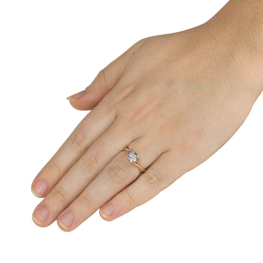 Genuine Diamond Engagement Ring Twisted Double Shank Rose Gold LS4422
