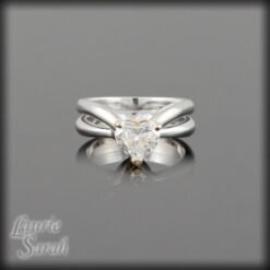 Heart Engagement Ring Solitaire Bridal Set White Gold Platinum LS902