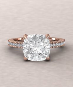 IGI Certified Lab Diamond Engagement Ring Fang Prongs Rose Gold LS5291