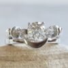 IGI Certified Round Cut Diamond Moon Rings White Gold Platinum LS7465