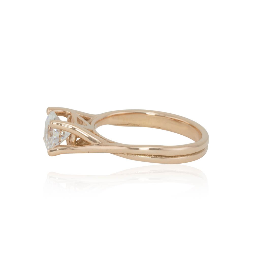 IGI Lab Diamond Engagement Ring Rounded Twisted Shank Rose Gold LS4422
