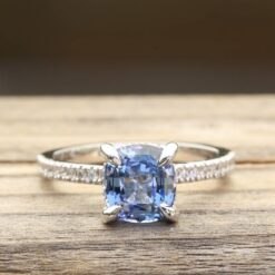 Light Blue Sapphire Diamond Engagement Ring White Gold Platinum LS5542