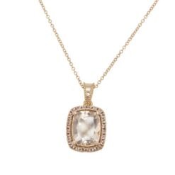 Morganite Peach Sapphire Halo Pendant Bridal Jewelry Rose Gold LS4219