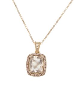 Morganite Peach Sapphire Halo Pendant Bridal Jewelry Rose Gold LS4219