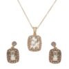 Morganite Peach Sapphire Pendant Earrings Bridal Set Rose Gold LS4217