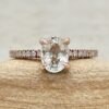 Oval Cut White Sapphire Diamond Halo Engagement Ring Rose Gold LS7394