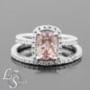 Peach Morganite Diamond Engagement Ring Set White Gold Platinum LS3467