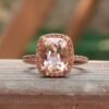 Peach Sapphire Morganite Engagement Ring Hidden Halo Rose Gold LS3901