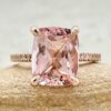 Rectangular Cushion Cut Pink Morganite Diamond Ring Rose Gold LS7393