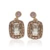Rectangular Cushion Morganite Sapphire Halo Earrings Rose Gold LS4218