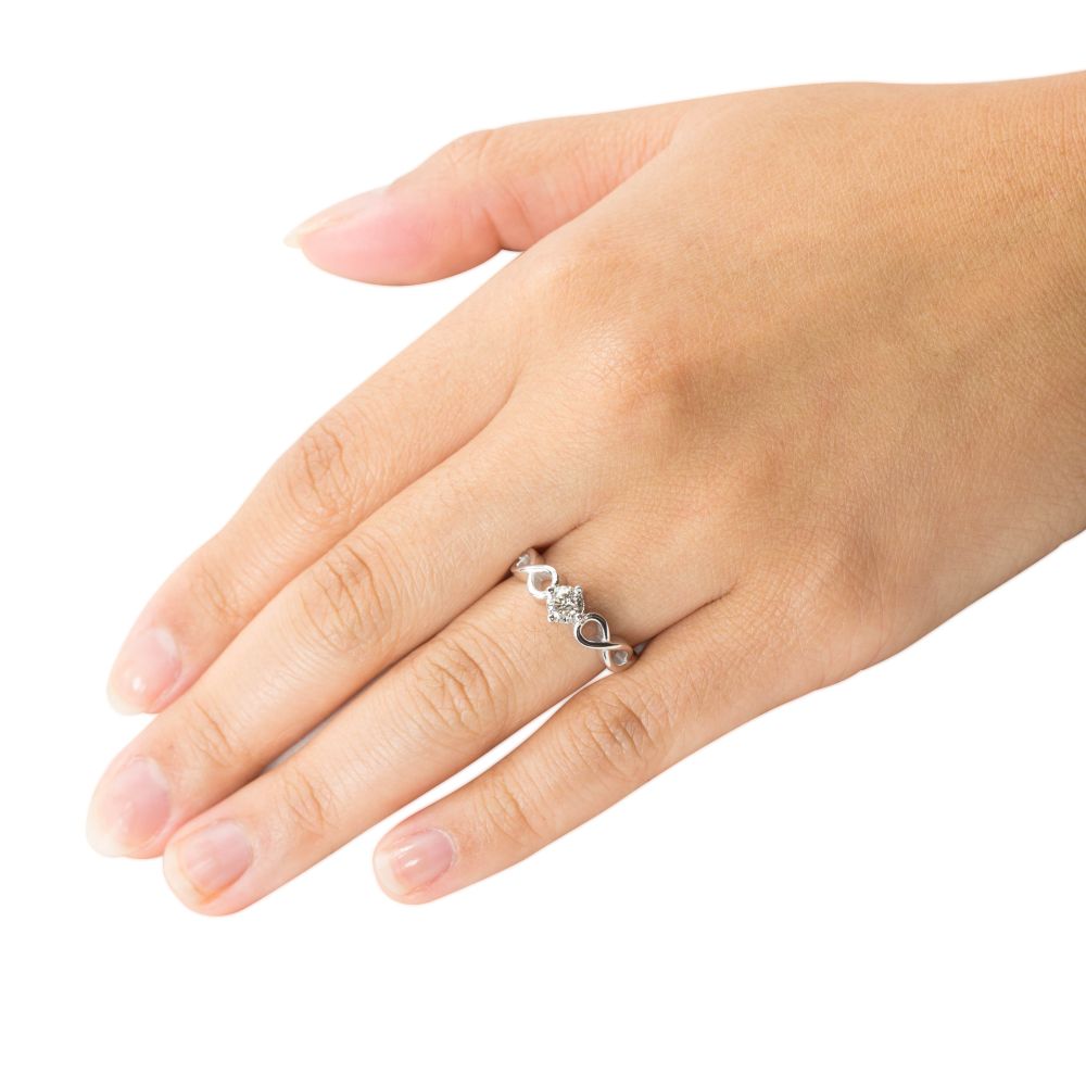 Round Cut Lab Grown Diamond Infinity Ring White Gold Platinum LS4190