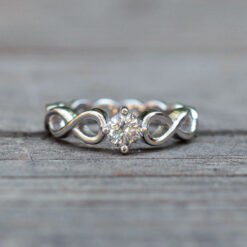 Solitaire Lab Diamond Ring Infinity Shank White Gold Platinum LS4190