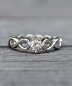 Solitaire Lab Diamond Ring Infinity Shank White Gold Platinum LS4190