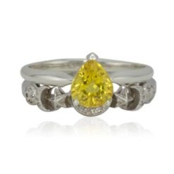 Sunny Yellow Sapphire Engagement Ring Set White Gold Platinum LS4183