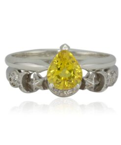 Sunny Yellow Sapphire Engagement Ring Set White Gold Platinum LS4183