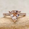 Trillion Cut Morganite Engagement Ring Diamond Halo Rose Gold LS5477