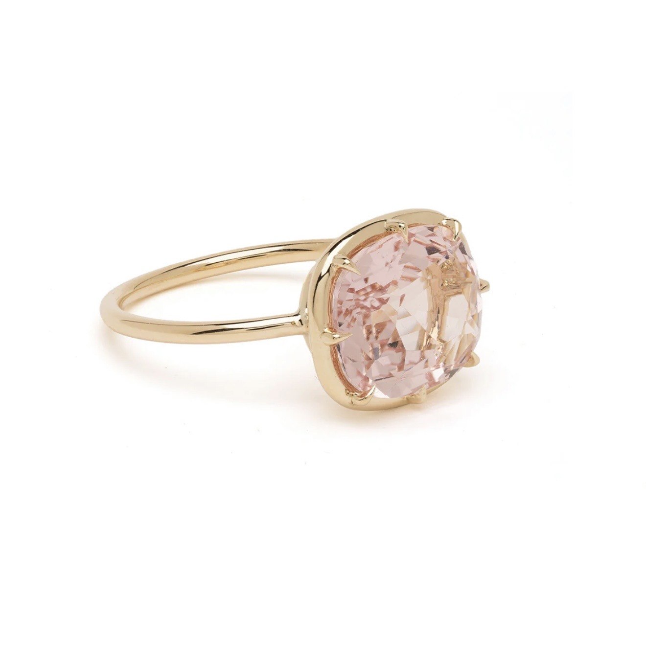 Custom Rectangular Cut Rare Pink Morganite Ring with Special Cut - Image 9