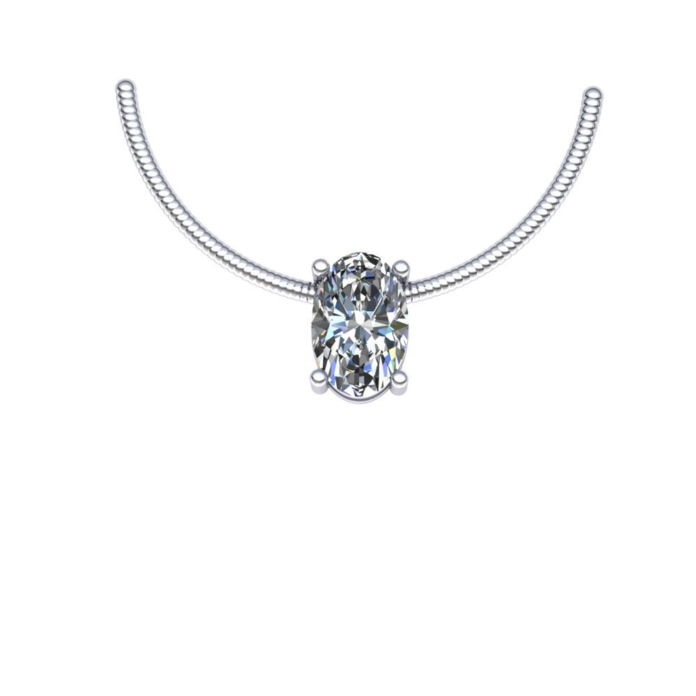 Custom Solitaire Platinum Necklace for your oval lab diamond - Image 3