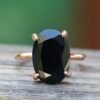 13 Carat Oval Cut Black Sapphire Gem Engagement Ring Rose Gold LS5389