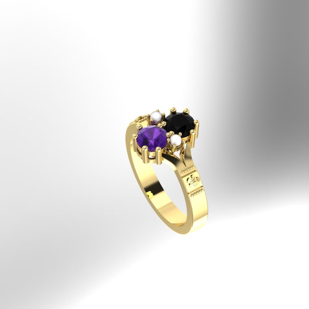 Custom Ruby and Black Onyx and Pearl Ring - Image 8