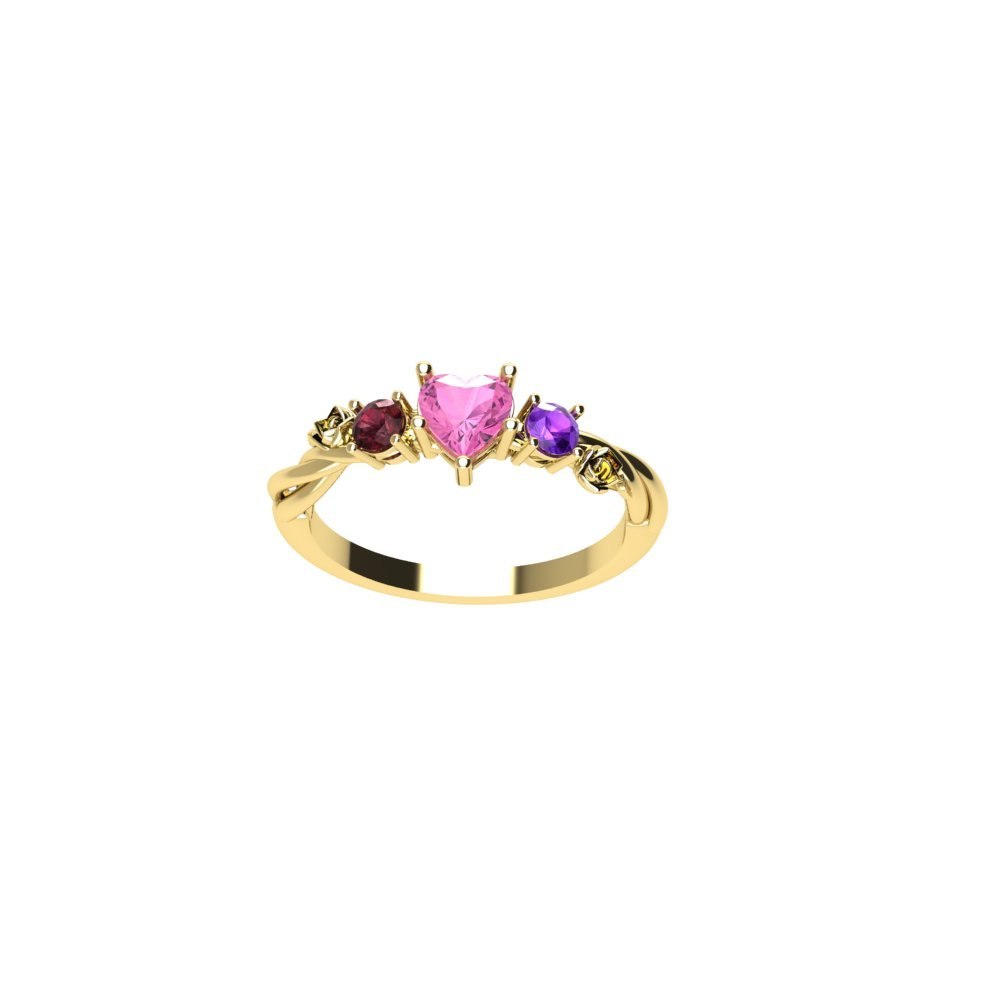 Custom Gemstone, Vine and Rose Ring - Image 5
