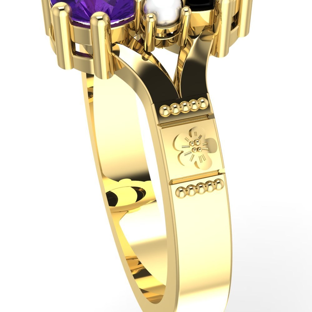 Custom Ruby and Black Onyx and Pearl Ring - Image 6