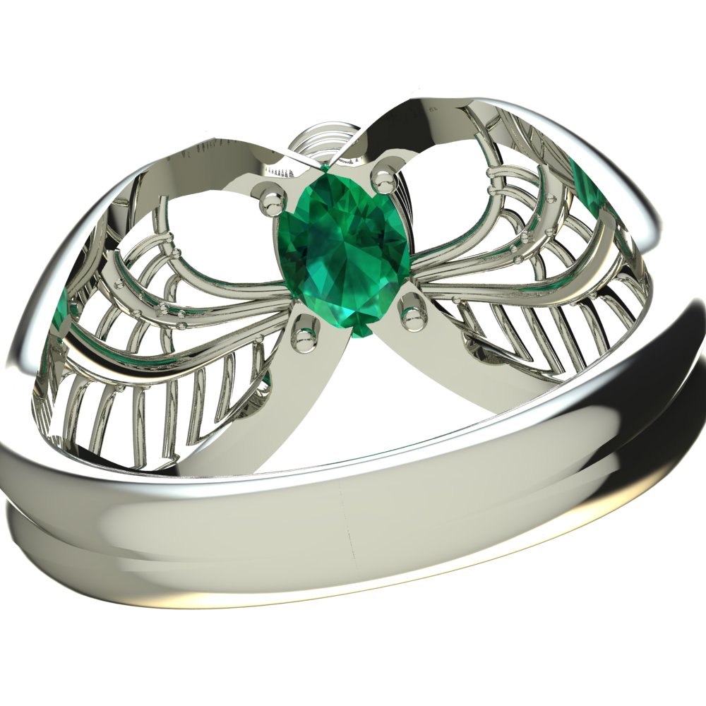 Custom Blue Sapphire and Emerald Engagement Ring and Wedding Band - Image 8