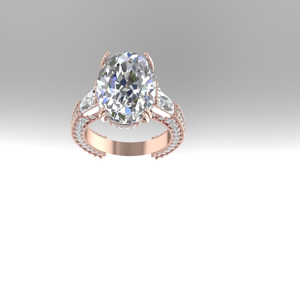 Custom Oval Lab Diamond Triple Shank Ring remake - Image 5