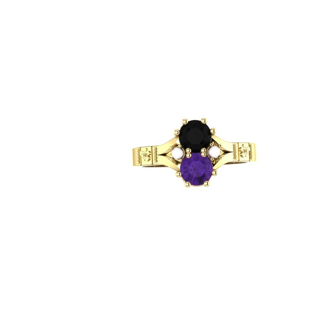 Custom Ruby and Black Onyx and Pearl Ring - Image 7