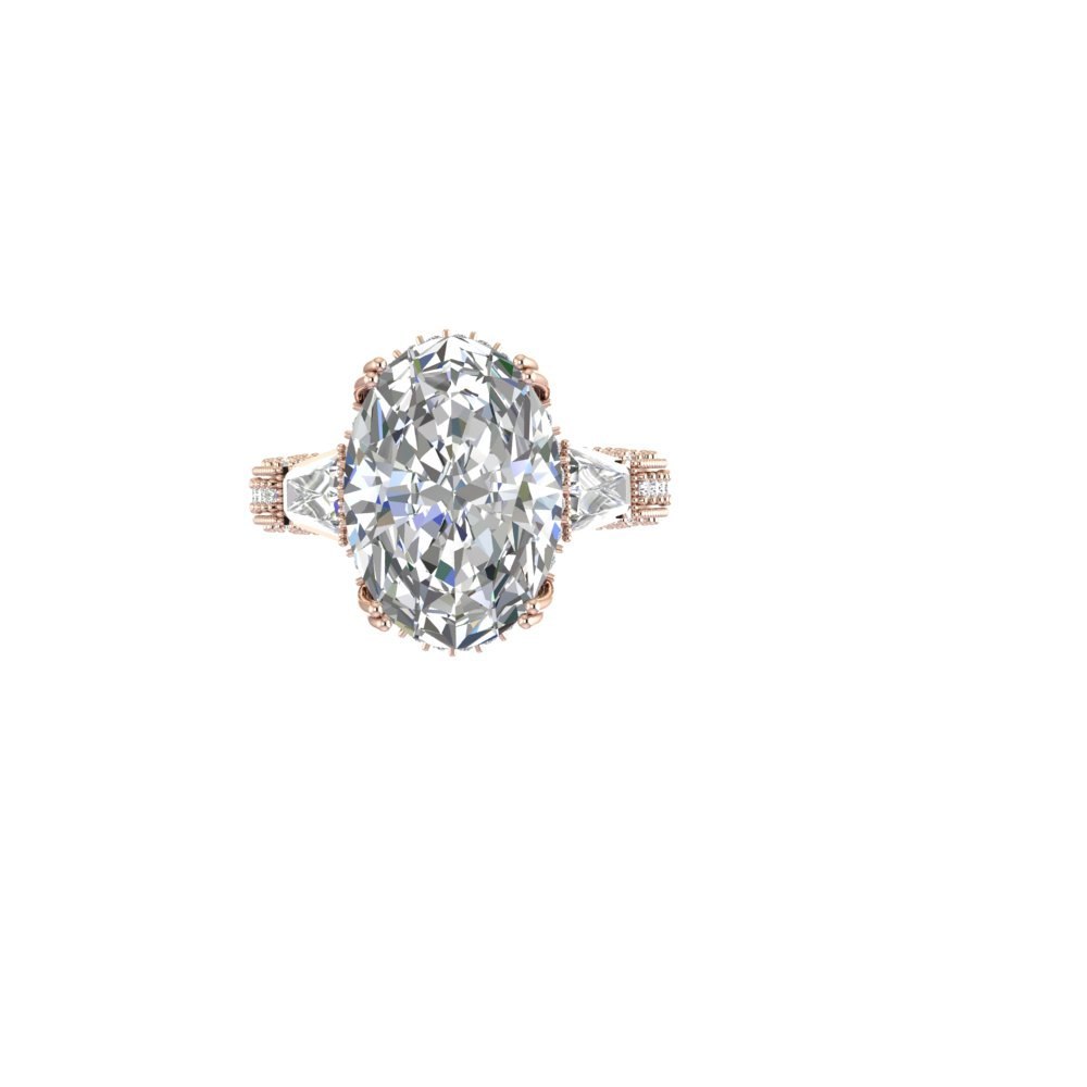 Custom Oval Lab Diamond Triple Shank Ring remake - Image 3