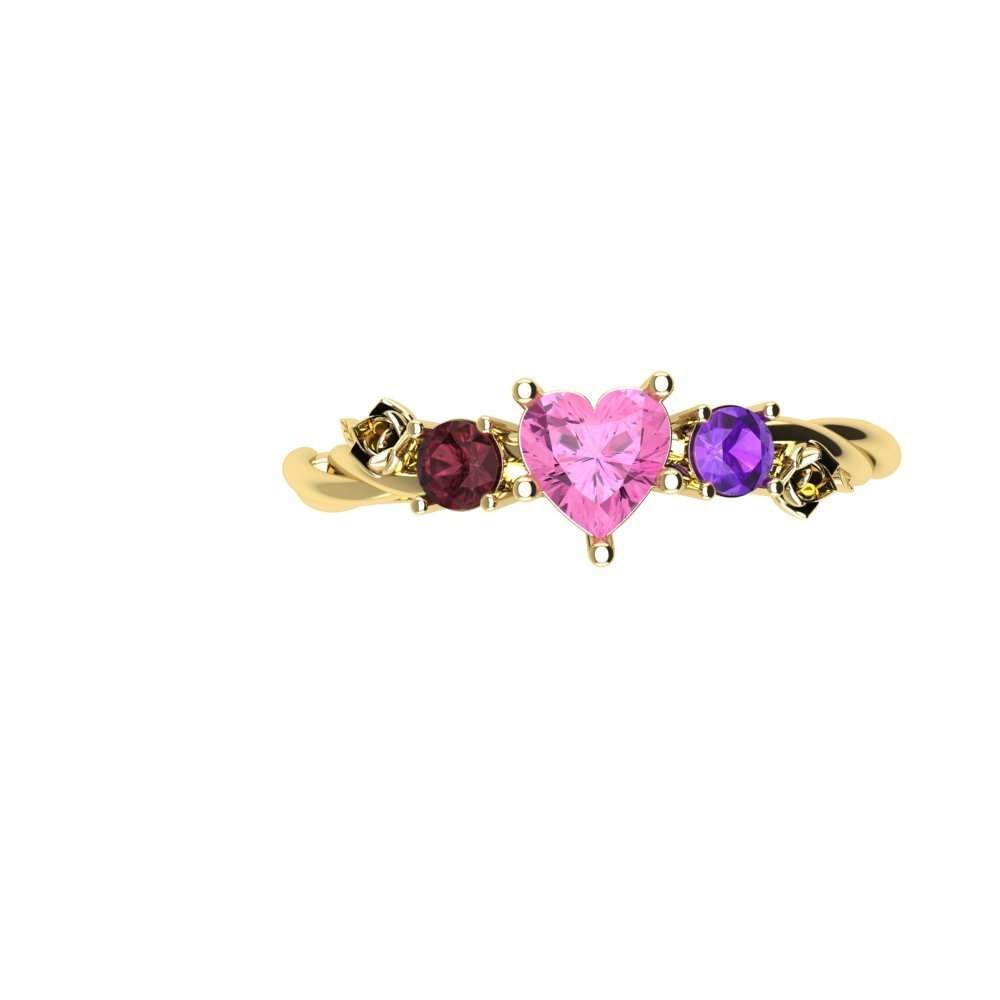 Custom Gemstone, Vine and Rose Ring - Image 2