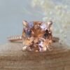 6 Carat Cushion Cut Morganite Diamond Engagement Ring Rose Gold LS5722
