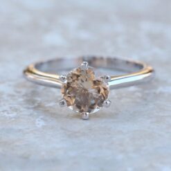 6 Prong Oval Cut Peachy Pink Morganite Ring White Gold Platinum LS5996