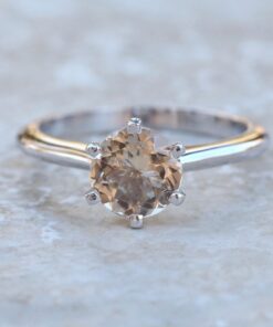 6 Prong Oval Cut Peachy Pink Morganite Ring White Gold Platinum LS5996
