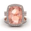 8 Carat Cushion Morganite Diamond Matching Ring Set Rose Gold LS7436