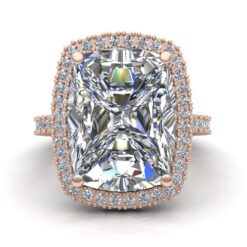 8 Carat Rectangular Cushion Diamond Engagement Ring Rose Gold LS7437
