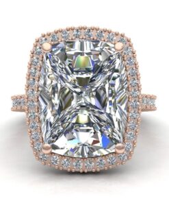8 Carat Rectangular Cushion Diamond Engagement Ring Rose Gold LS7437