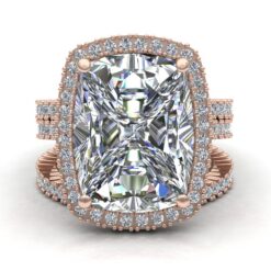 8 Carat Rectangular Cushion Diamond Stacking Ring Set Rose Gold LS7438
